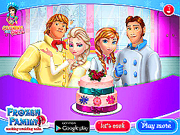 Frozen family cooking wedding cake